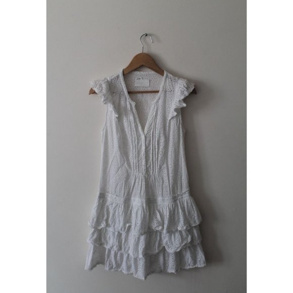Zadig & Voltaire Rili Eyelet Ruffle Dress White / Size XS Cotton Tiered - Picture 3 of 7
